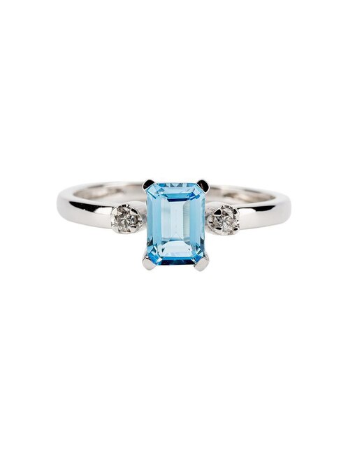 Anillo Lucie 14 k de oro topacio y diamante troquelado