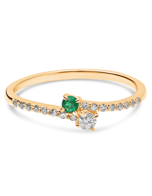 Anillo 14 k de oro amarillo esmeralda pulido 1