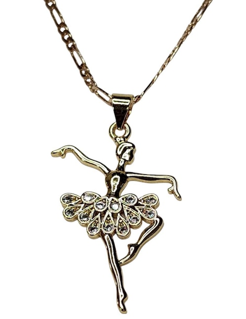 Collar con dije de niña Limerence By Claudia Herrera Ballet de oro laminado 14 K