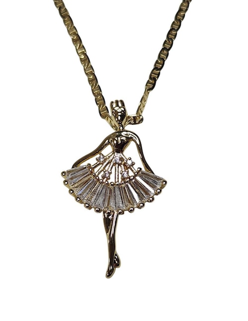 Collar con dije de niña Limerence By Claudia Herrera Ballet de oro laminado 14 K