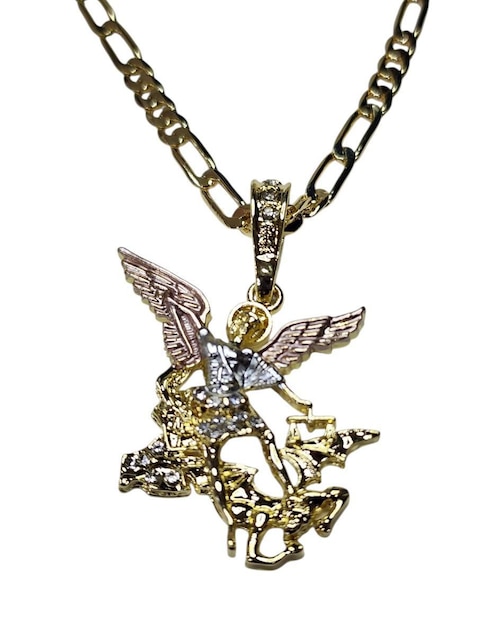 Collar con dije Limerence By Claudia Herrera San Miguel Arcangel de oro laminado 14 K