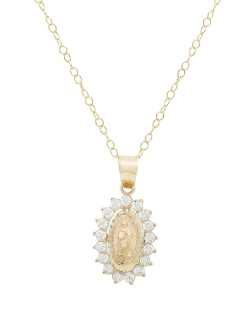 Collar Virgen de Guadalupe ovalado D Cadena de oro 14 K