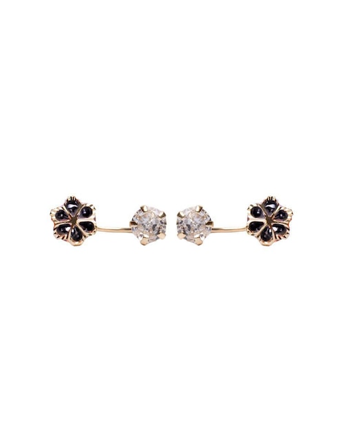 Broqueles de flor de oro 10 K con acabado pavé zirconia