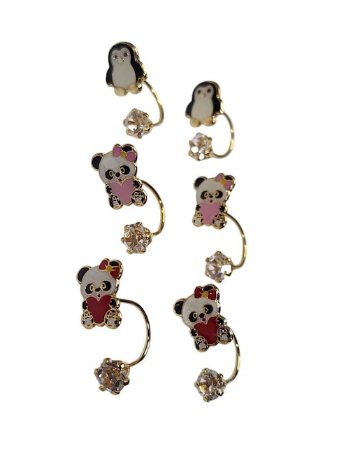 Set de aretes de oso Limerence By Claudia Herrera Corazones 14 k con acabado chapa de oro zirconia