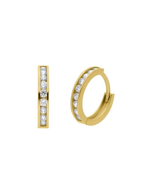 Arracadas Joyerías Bizzarro de oro amarillo 14 k con acabado pavé zirconia