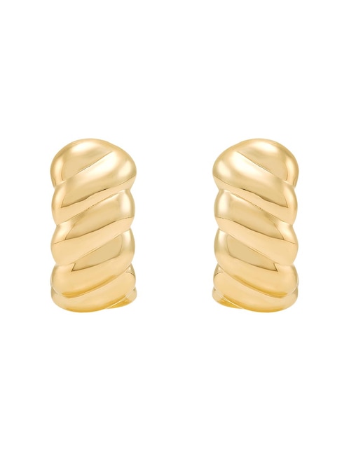 Aretes cortos de oro 14 K con acabado pulido 1