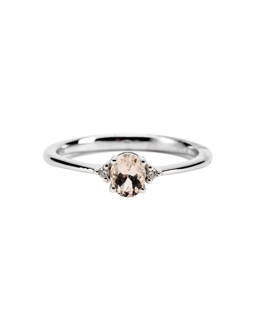 Anillo Lucie 14 k de oro morganita troquelado