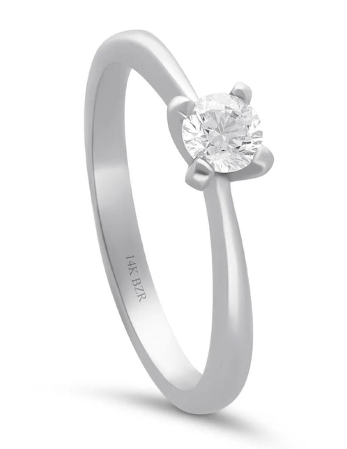Solitario de oro blanco 14 k Joyerías Bizzarro diamante