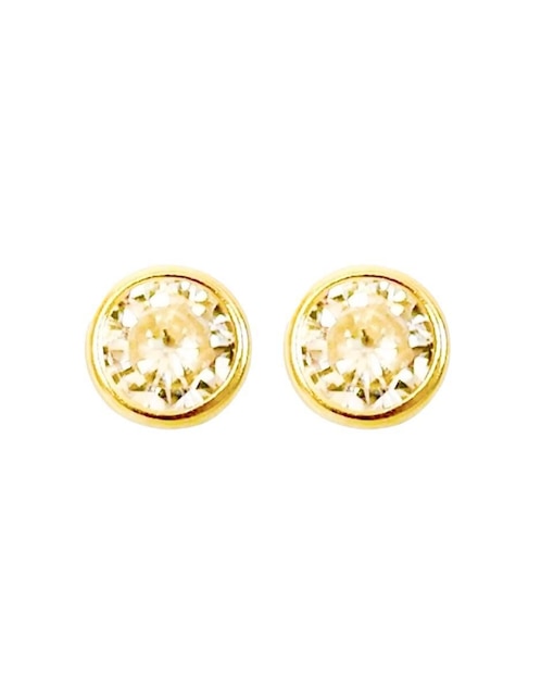 Broqueles circulares Mancini de oro 10 K con acabado brillante zirconia