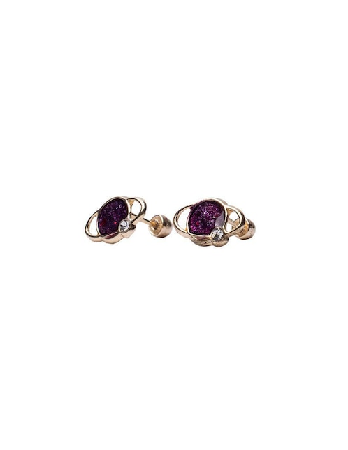 Broqueles de Planeta Mardia de oro 14 K con acabado pavé zirconia