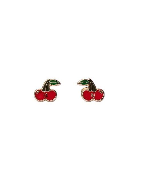 Broqueles de Cereza Mardia de oro 14 K con acabado esmaltado