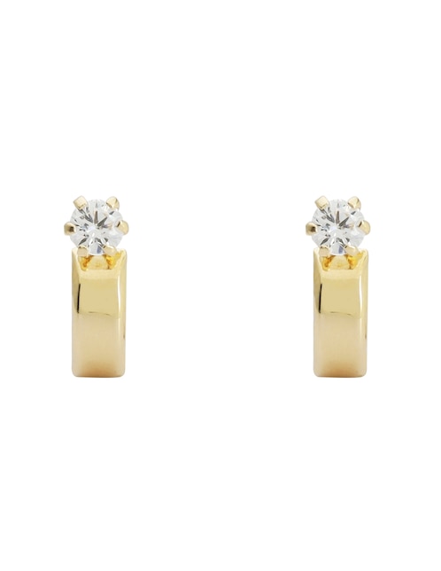Broqueles de barra de oro 14 K con acabado espejo zirconia 1
