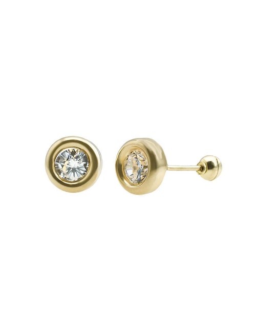 Broqueles circulares Abba Joyas de oro 10 K con acabado brillante zirconia