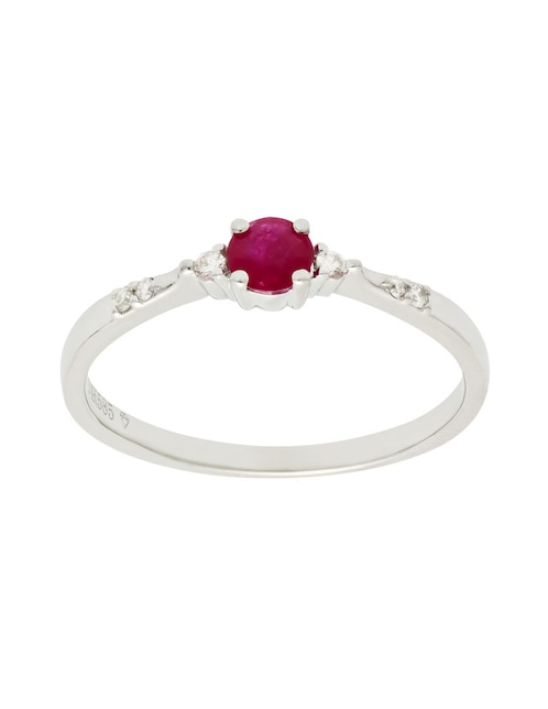 Anillo Classy 14 k de oro blanco rubí y diamante 1