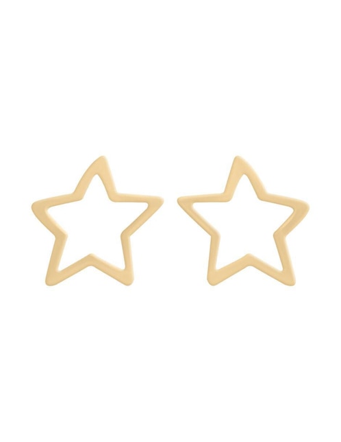 Aretes cortos de estrella Klamore Star de oro 14 K con acabado brillante