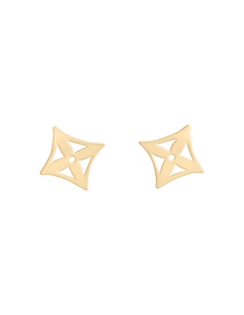 Aretes cortos Cuadrados Fianelli Flors de oro 14 K con acabado brillante