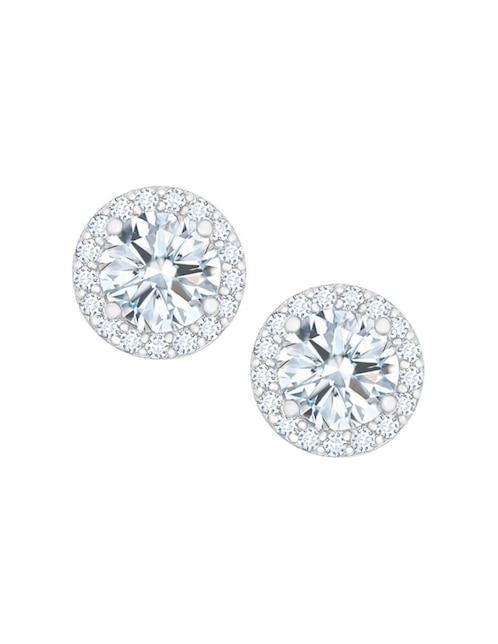 Broqueles redondos Clepsidra de plata P 925 con acabado Plateado zirconia