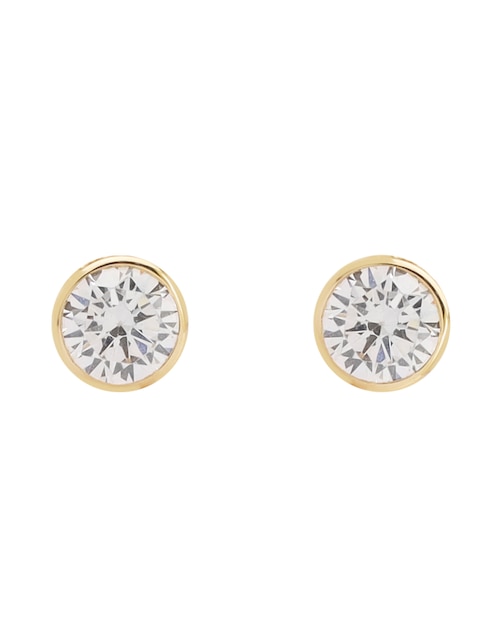 Broqueles Tetera de oro amarillo 14 K con acabado brillante zirconia 1