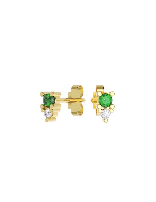 Set de aretes "de (si aplica)" redonda no aplica fonelli no aplica "de" oro 14 k "con acabado" pulido zirconia