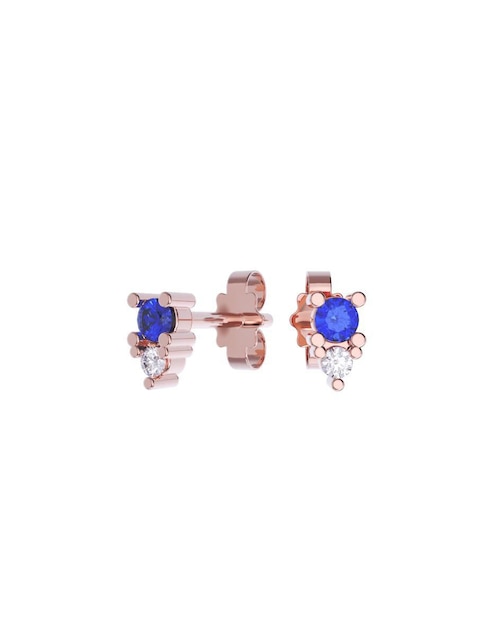 Set de aretes redondos de oro 14 K con acabado pulido zirconia 1