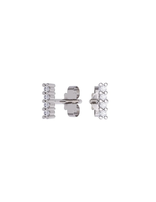 Set de aretes rectangulares de oro 14 K con acabado pulido zirconia 1
