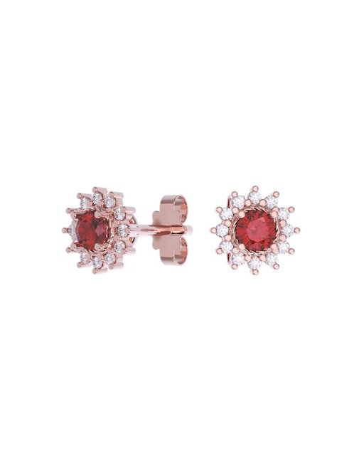 Set de aretes de flor de oro 14 K con acabado pulido zirconia 1
