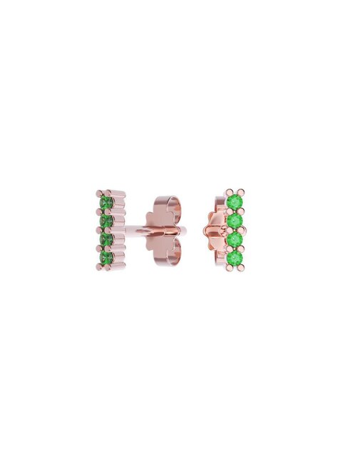 Set de aretes rectangulares de oro 14 K con acabado pulido zirconia 1