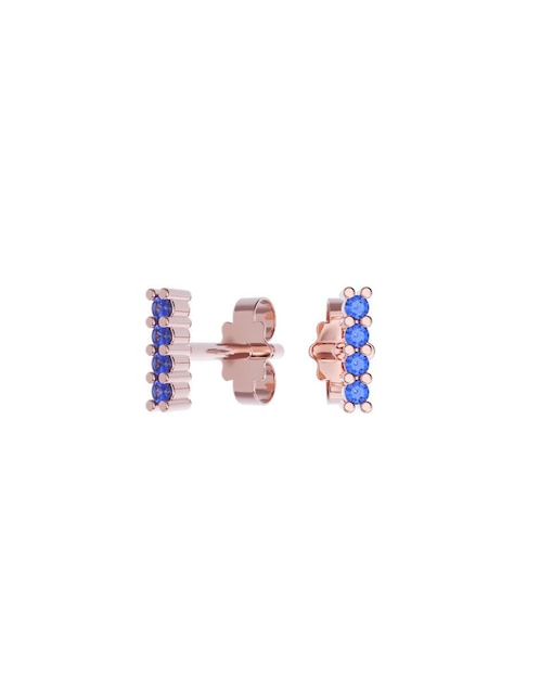 Set de aretes rectangulares de oro 14 K con acabado pulido zirconia 1