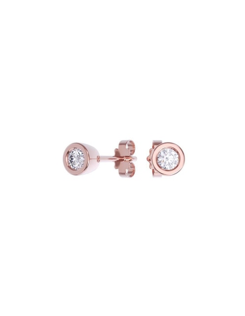 Set de aretes redondos de oro 14 K con acabado pulido zirconia 1