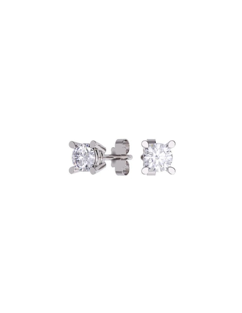 Set de aretes redondos de oro 14 K con acabado pulido zirconia 1