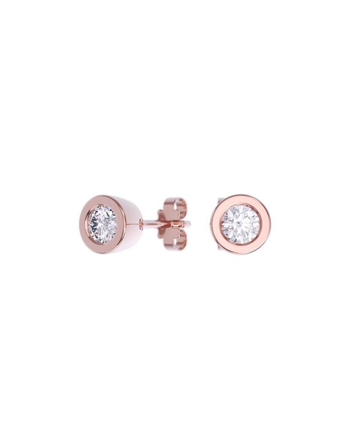 Set de aretes redondos de oro 14 K con acabado pulido zirconia 1