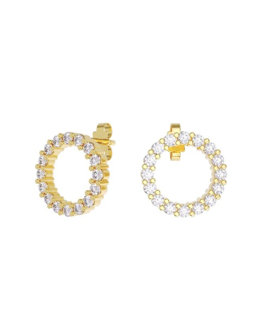 Set de aretes "de (si aplica)" redonda no aplica fonelli no aplica "de" oro 14 k "con acabado" pulido zirconia