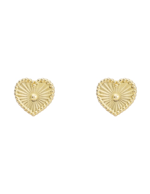 Broqueles de corazón de oro 14 K con acabado brillante 1