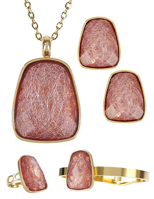 Collar, pulsera, anillo y aretes OG