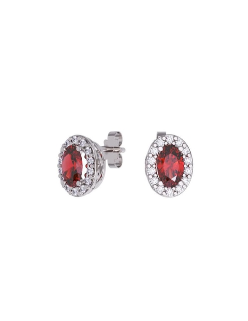 Set de aretes ovalada de oro 10 K con acabado pulido zirconia
