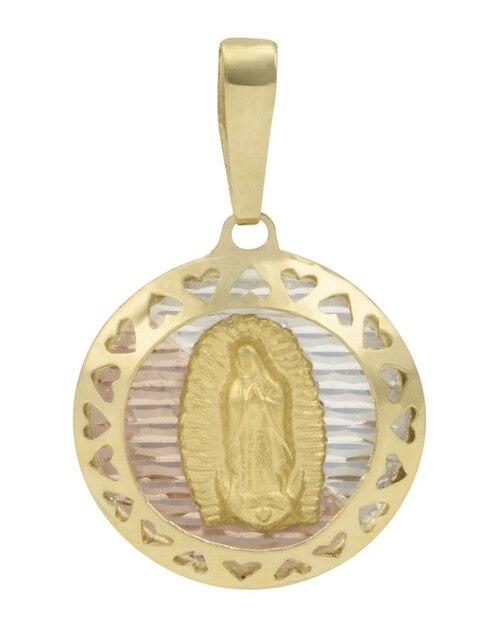Medalla de virgen de guadalupe Cristal Joyas de oro florentino 14 K