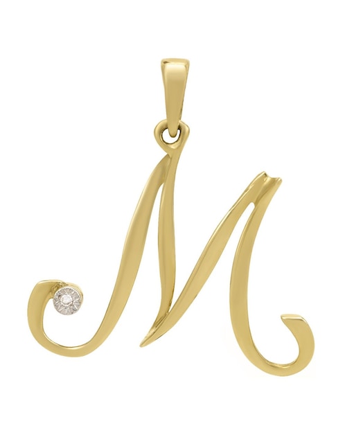 Dije de letra m Cristal Joyas de oro amarillo 14 K diamante