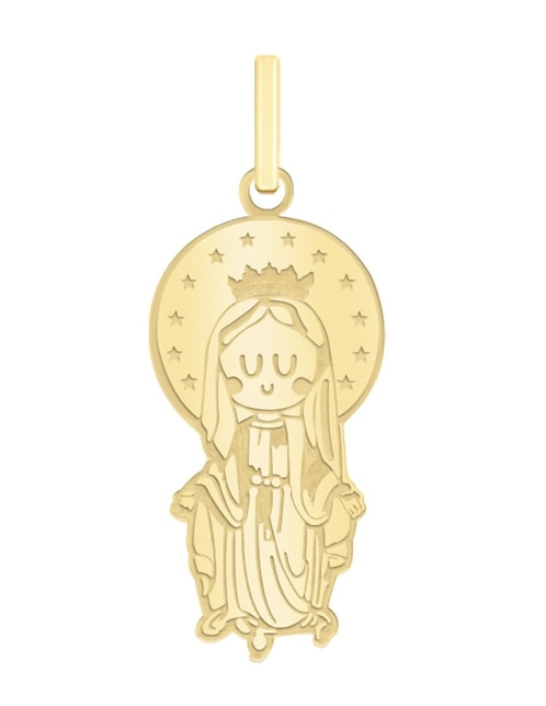 Medalla de virgen de oro amarillo 14 K