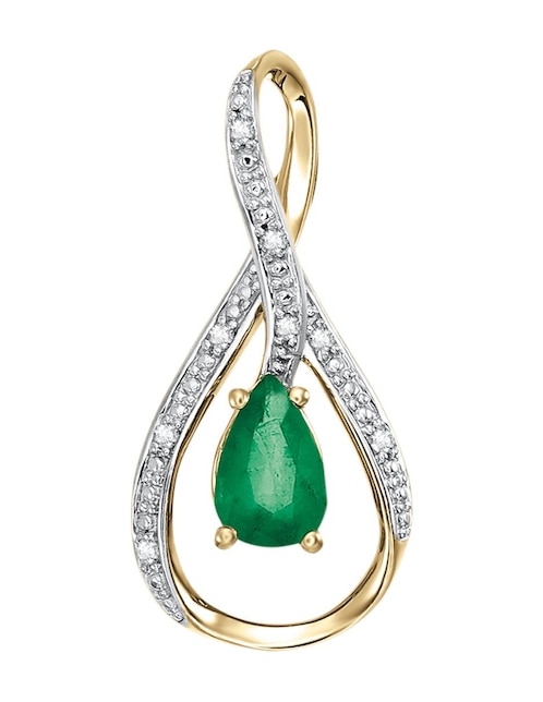 Dije de infinito Cristal Joyas de oro amarillo 14 K esmeralda y diamante