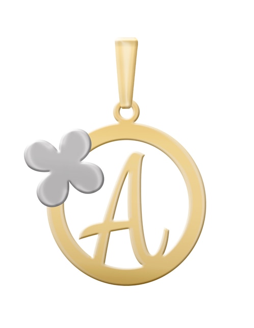 Dije de letra a Cristal Joyas de oro amarillo 14 K