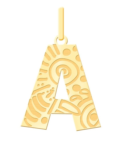 Dije de letra a Cristal Joyas de oro amarillo 14 K