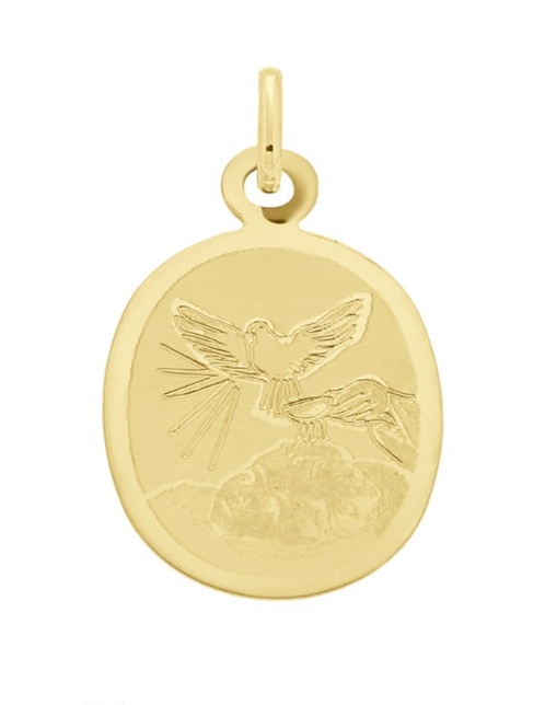 Medalla redonda Cristal Joyas de oro amarillo 14 K