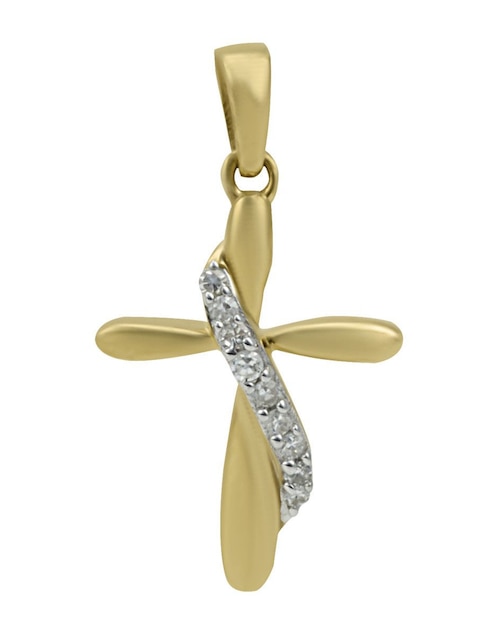 Dije de cruz Cristal Joyas de oro amarillo 14 K diamante