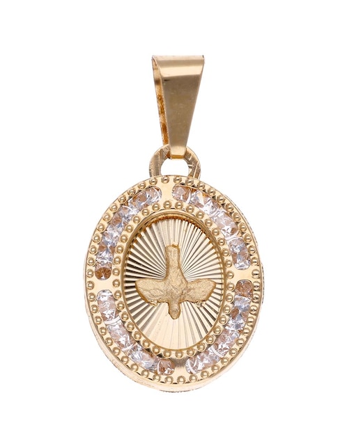 Medalla ovalada de oro amarillo 14 K circonita 1