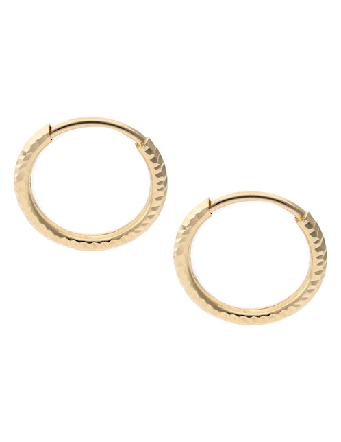 Aretes huggies de oro amarillo 14 K con acabado brillante 1