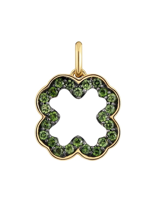 Dije de trébol medallions de oro amarillo 14 K cromodiópsido 1