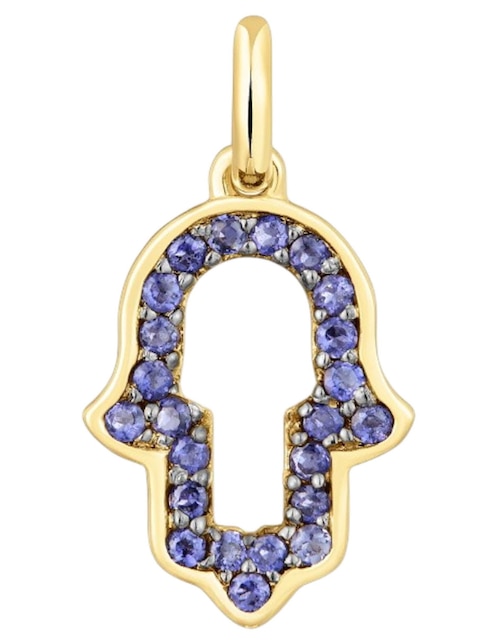 Dije de mano de fátima medallions de oro amarillo 14 K iolita 1