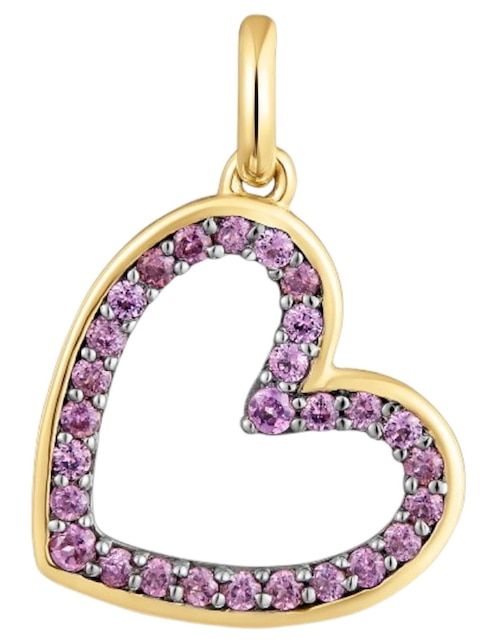 Dije de corazón medallions de oro amarillo 14 K rodolita 1