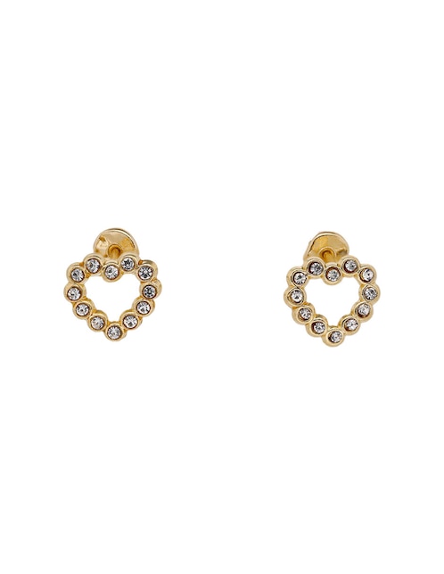 Broqueles de corazón Casal de oro 14 K con acabado pavé zirconia