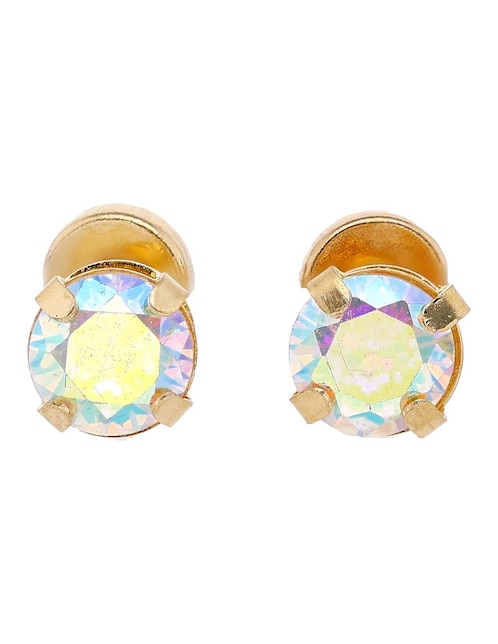 Broqueles de canasta Casal de oro 14 K con acabado brillante zirconia